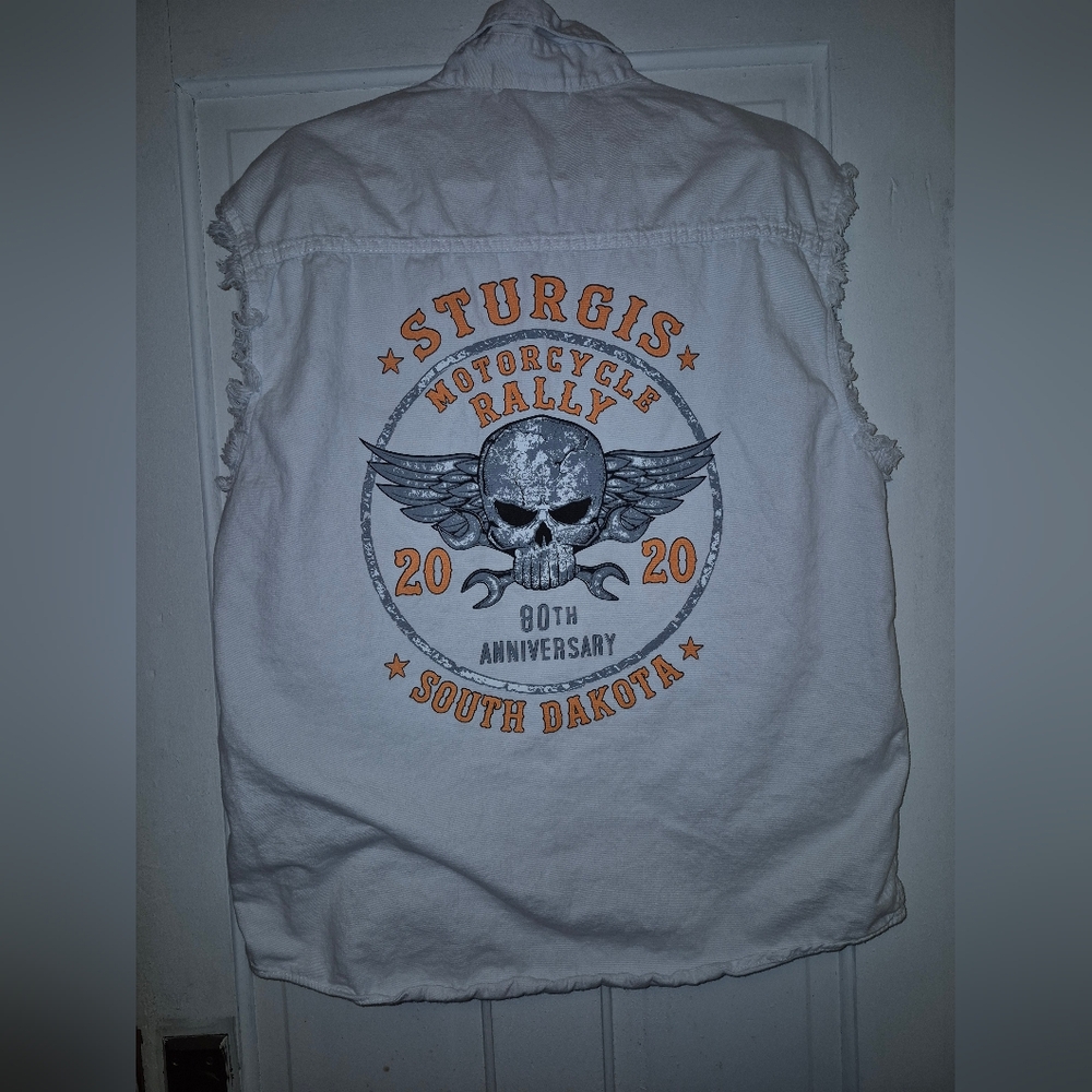 Milwaukee Performance Sturgis 80th anniversary Sleeveless Denim shirt Large